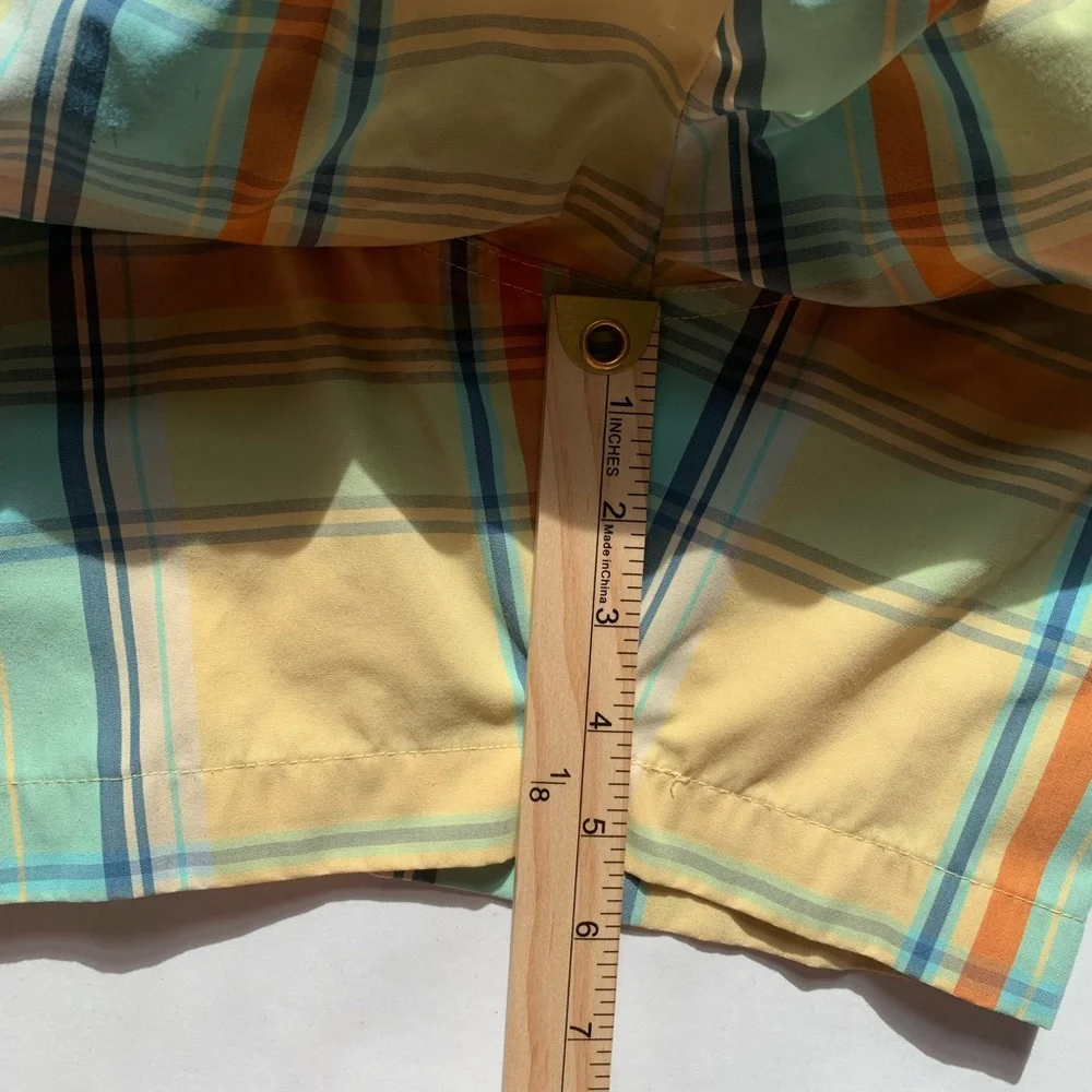Faherty Men's Swim Trunks Yellow/Blue Plaid Size XL Mesh Lining Beach Vacation - Picture 3 of 7